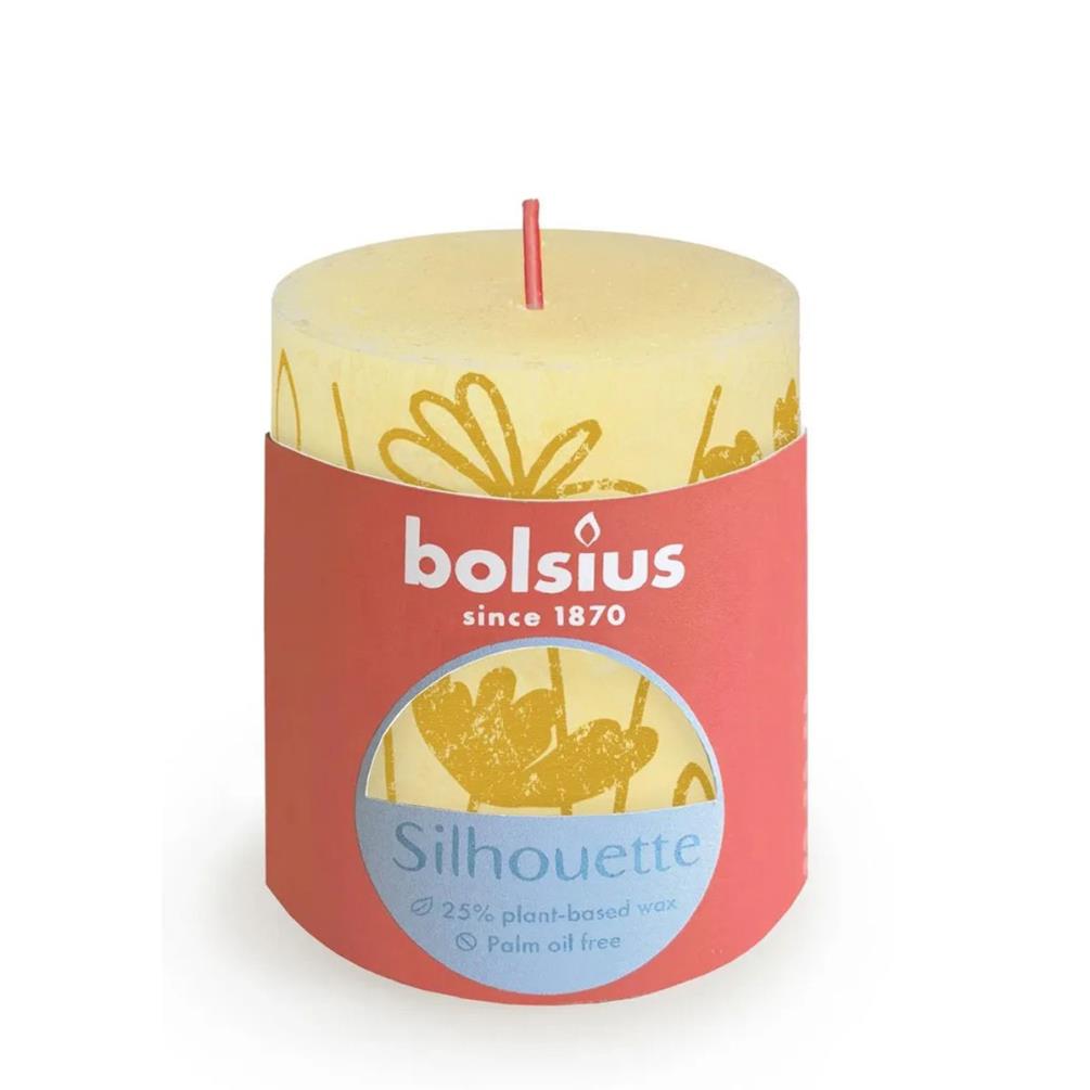 Bolsius Butter Yellow Rustic Silhouette Pillar Candle  8cm x 7cm £5.39